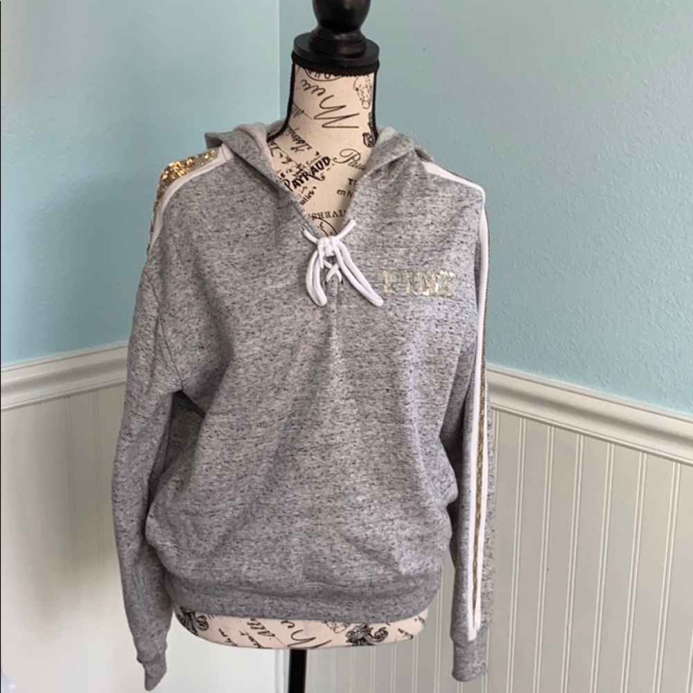 Victoria’s Secret PINK Bling Lace Up Hoodie  XS